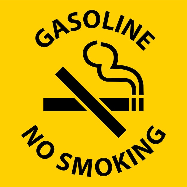 Notice Gasoline No Smoking Sign On White Background