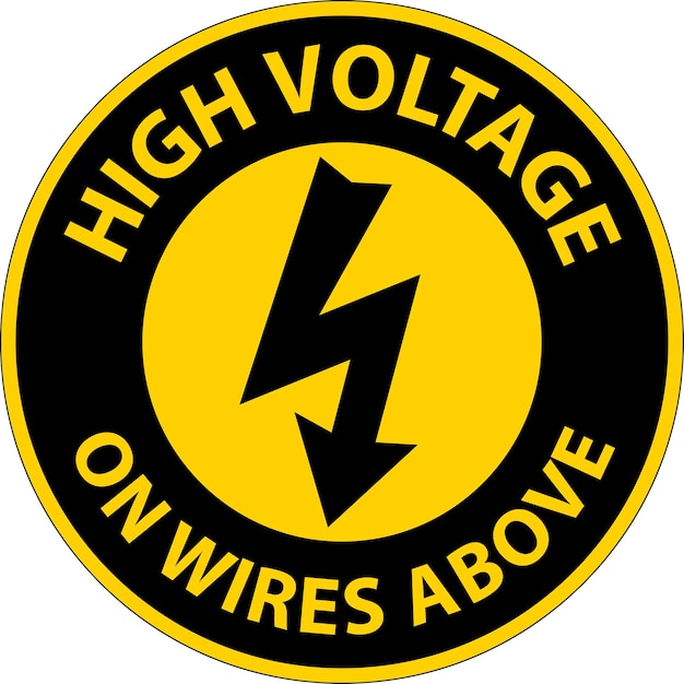 Vector notice high voltage on wires above sign on white background