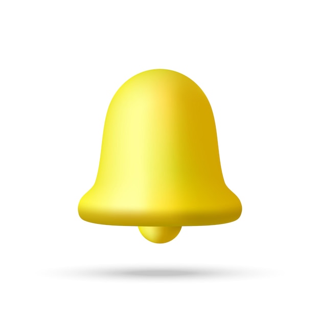 Notification bell in 3d cartoon minimal style Vector illustration