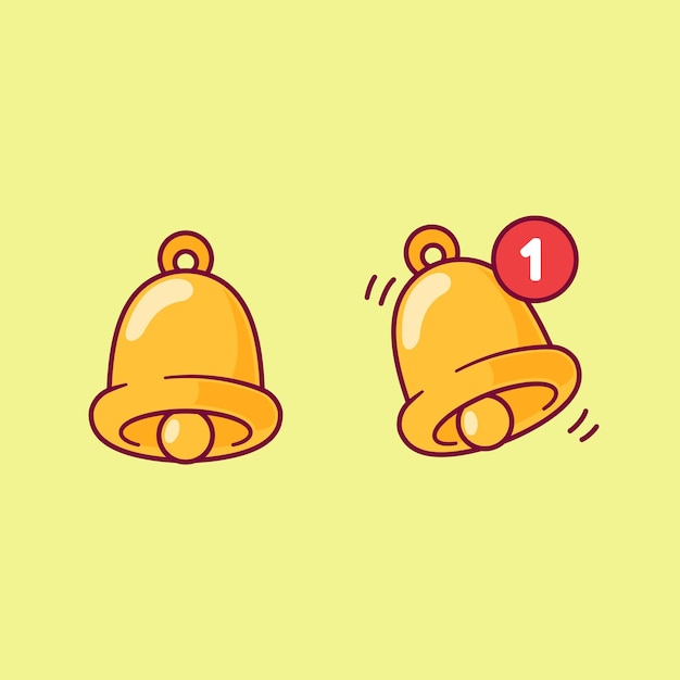 Notification Bell Icon Cartoon Flat Vector