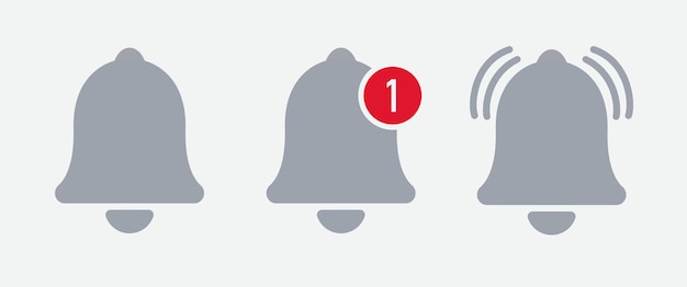 Notification bell icon for incoming inbox message Vector ringing bell and notification number