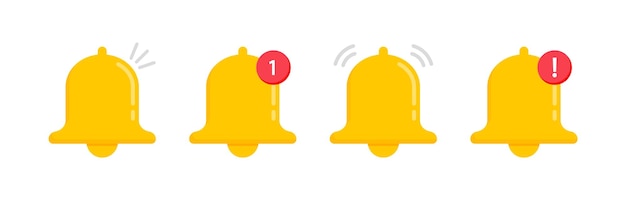 Notification bell icon set Message bell icon