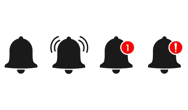 notification bells isolated symbols. Smartphone social media interface. Message bell icon.