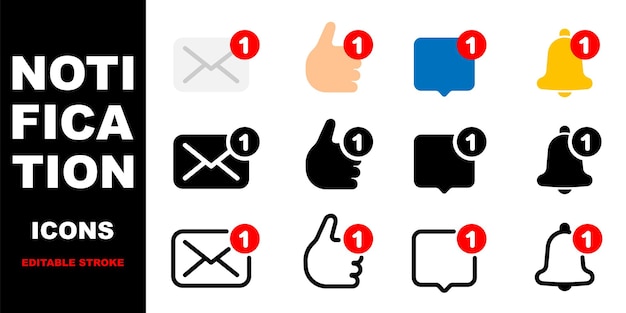 Notification icon set differnt style illustration