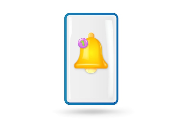 Notification message bell icon alert and alarm icon 3d vector illustration