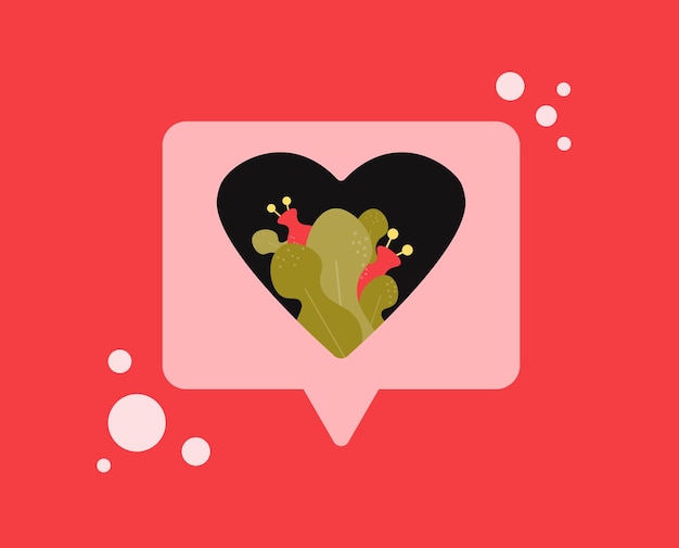 Notifications icon Like Speech bubble Like icon with heart for social network on red background