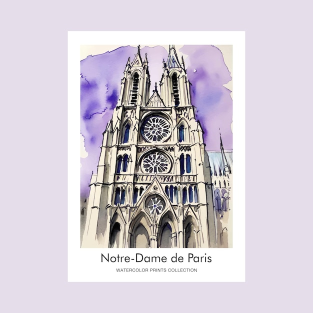 Notre Dame de Paris Watercolor Artisic Painting