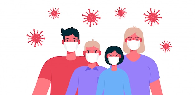 Novel coronavirus 2019-nCoV. Family wearing protective Medical mask