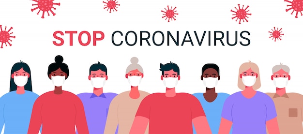 Novel coronavirus 2019-nCoV. Group of people, adults, old people wearing white medical face masks