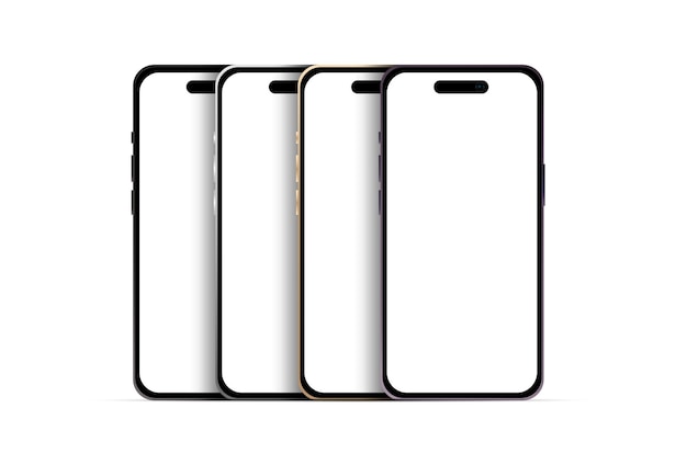 Novelty modern gadget for smartphone 14 pro version set of 4 pieces new original colors template for web design on a white background Vector