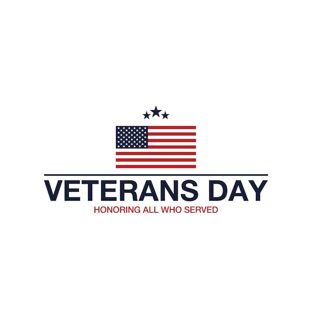 November 11. Vector illustration of American veterans day, with flag. National day. USA