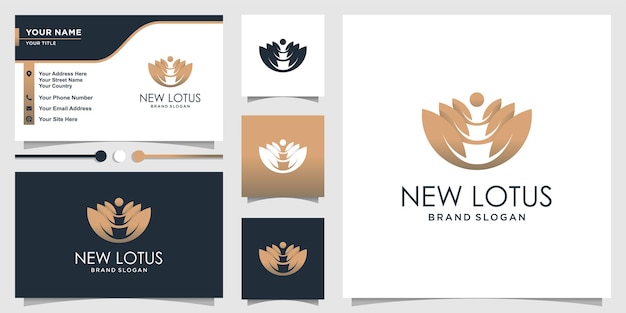 Now lotus logo with modern gradient style and business card  template