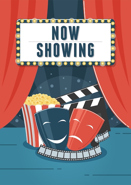 Now showing cinema. Can be used for flyer, poster, banner, ad, and website background