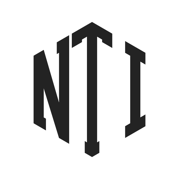 Vector nti logo design initial letter nti monogram logo using hexagon shape