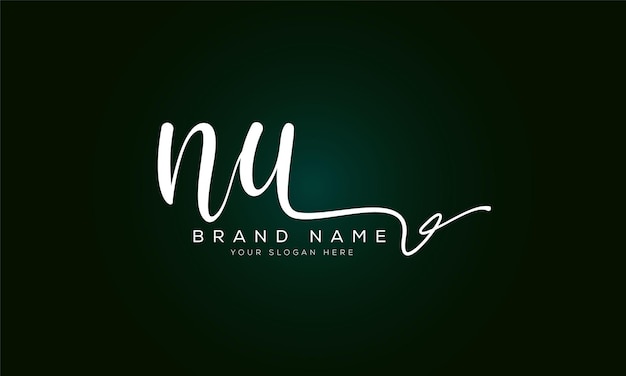 nu n u initial letter handwriting and signature logo vector