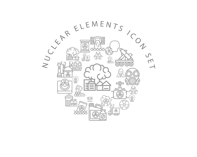 Nuclear elements icon set design