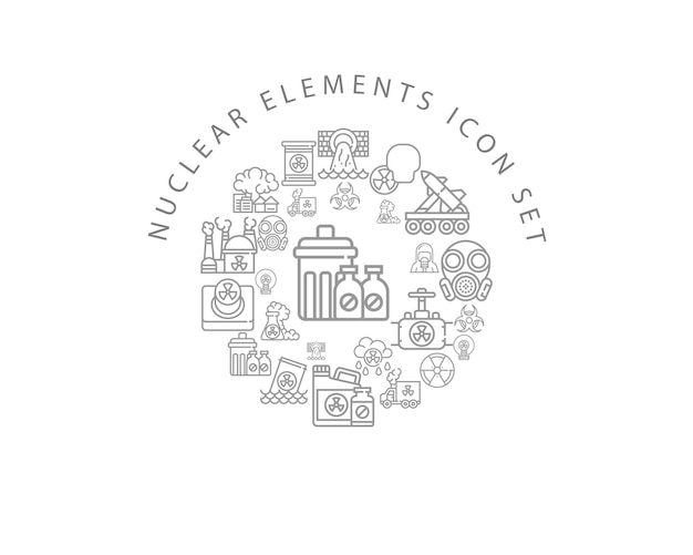 Nuclear elements icon set design