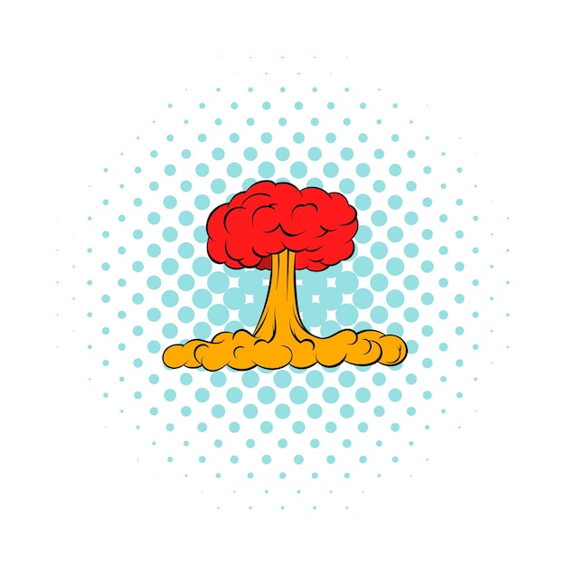 Nuclear explosion icon in comics style on a white background