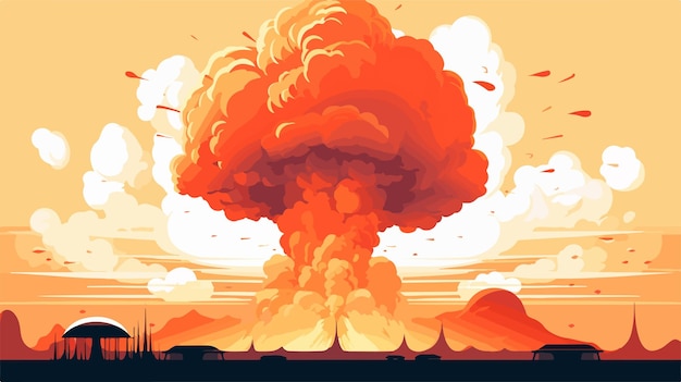 Nuclear Explosion Vector Illustration Atomic Bomb Destruction