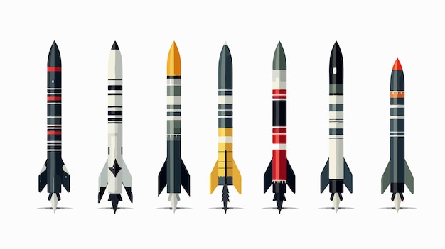 Vector nuclear missile rocket icon in military warfare concept