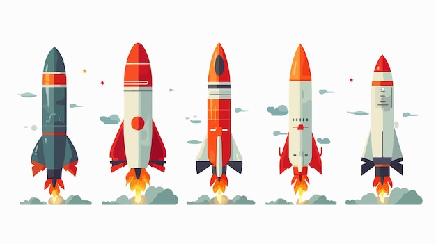 Vector nuclear missile rocket launch illustration