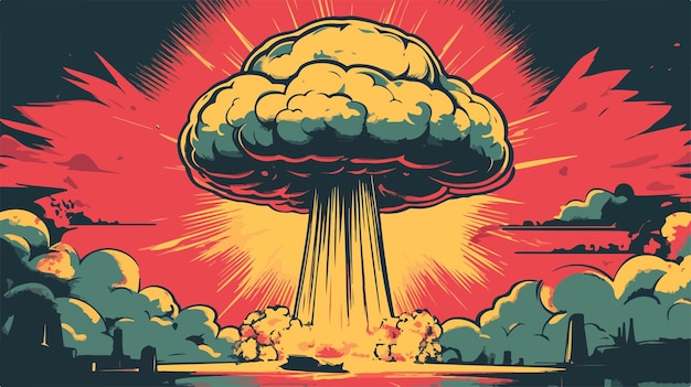 Vector nuclear power explosion atomic mushroom vector illustration