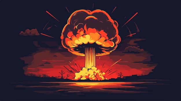 Vector nuclear power explosion atomic mushroom vector illustration