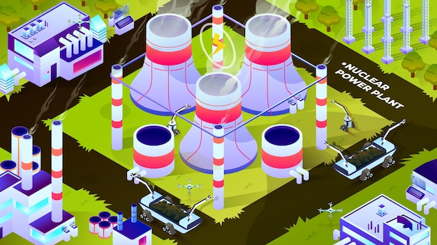 Nuclear Power Plant - Isometric Illustration