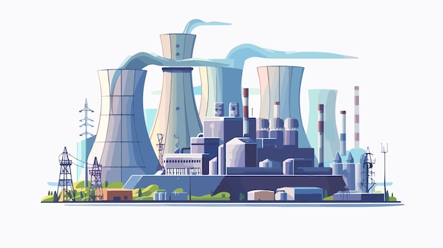 Nuclear Reactor Power Plant Vector Illustration