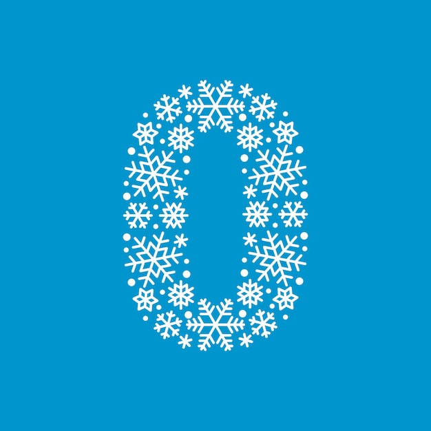 Number 0 made from snowflakes