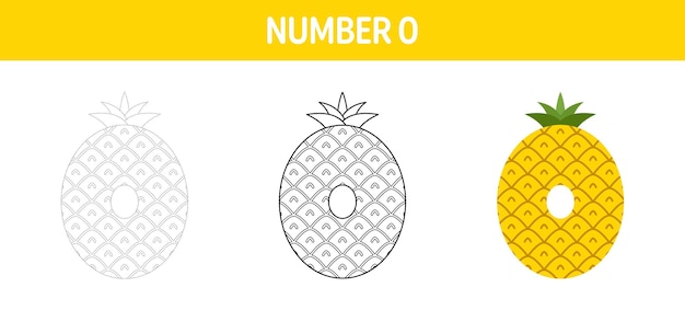 Number 0 tracing and coloring worksheet for kids