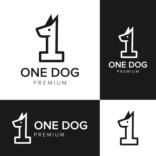 Number 1 dog logo icon vector template