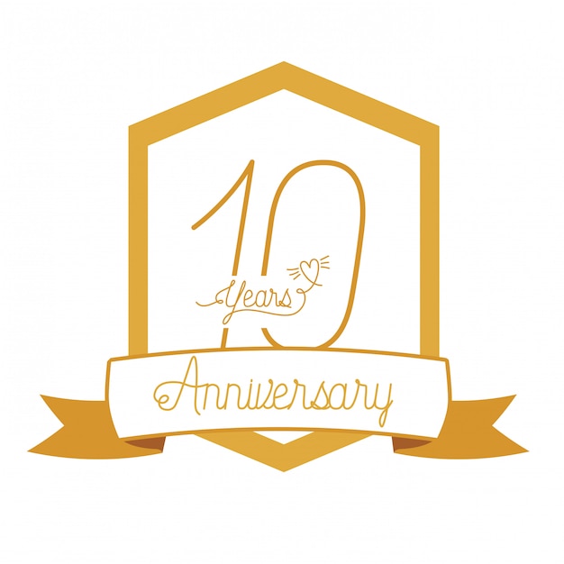 Number 10 for anniversary celebration emblem or insignia