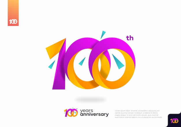 Number 100 logo icon design, 100th birthday logo number, anniversary 100