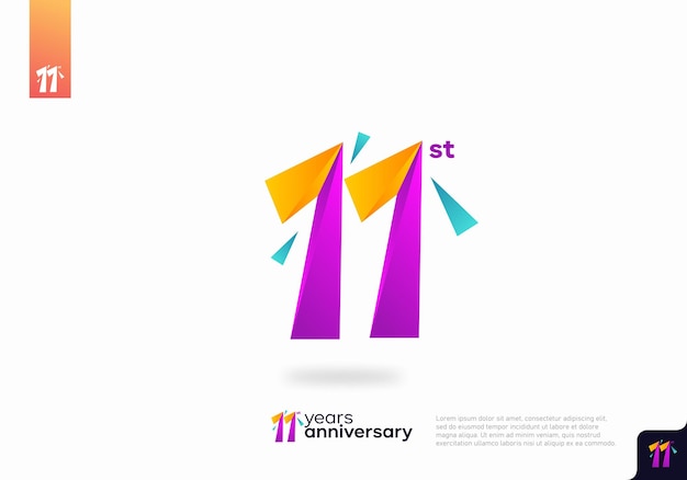 Number 11 logo icon design, 11st birthday logo number, anniversary 11