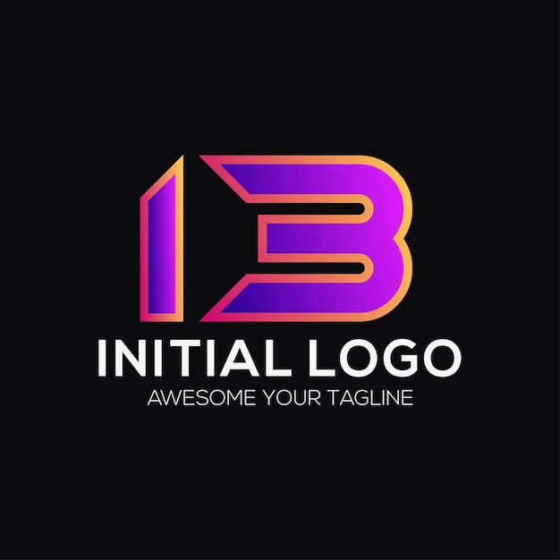 Number 13 color logo design template modern