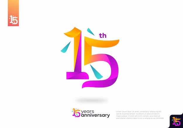 Number 15 logo icon design, 15th birthday logo number, 15th anniversary.