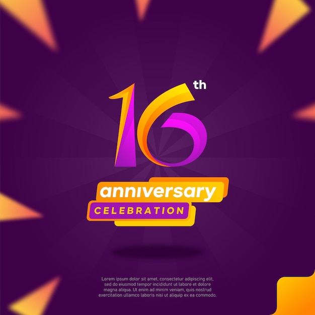 Number 16 logo icon design, 16th birthday logo number, 16th anniversary.