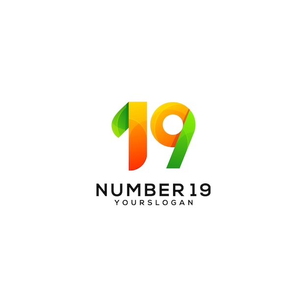 Number 19 colorful logo design template