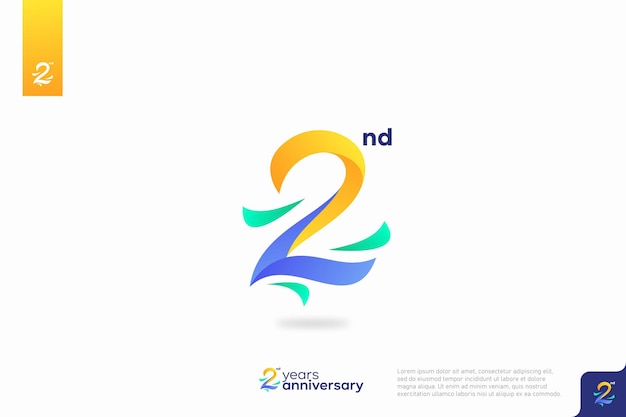 Vector number 2 logo icon design 2nd birthday logo number anniversary 2