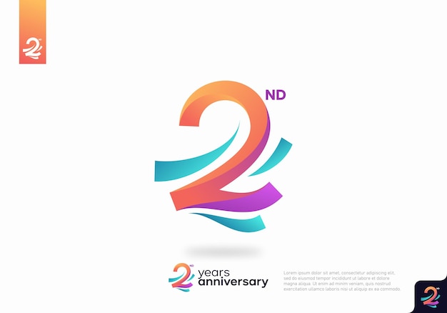 Number 2 logo icon design, 2nd birthday logo number, anniversary 2