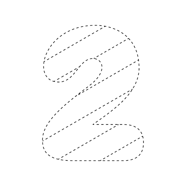 Number 2 tracing worksheet for kids