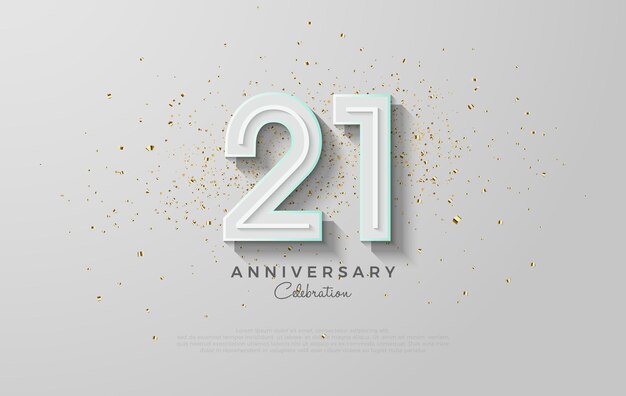 number 21 vector design for the 21st anniversary celebration With a modern retro style and with scattered glitter decorations