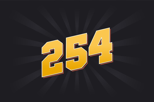 Number 254 vector font alphabet Yellow 254 number with black background