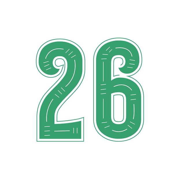 Number 26 lettering design with color