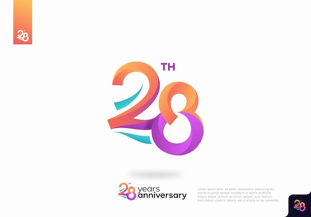 Number 28 logo icon design, 28th birthday logo number, anniversary 28