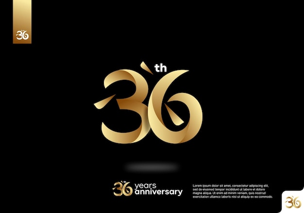 Number 36 gold logo icon design, 36th birthday logo number, 36th anniversary.