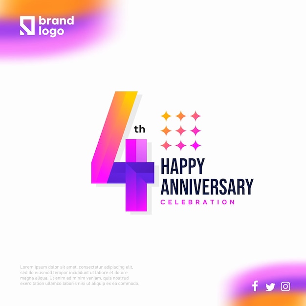 Number 4 logo icon design, 4 birthday logo number, anniversary 4 for social media post