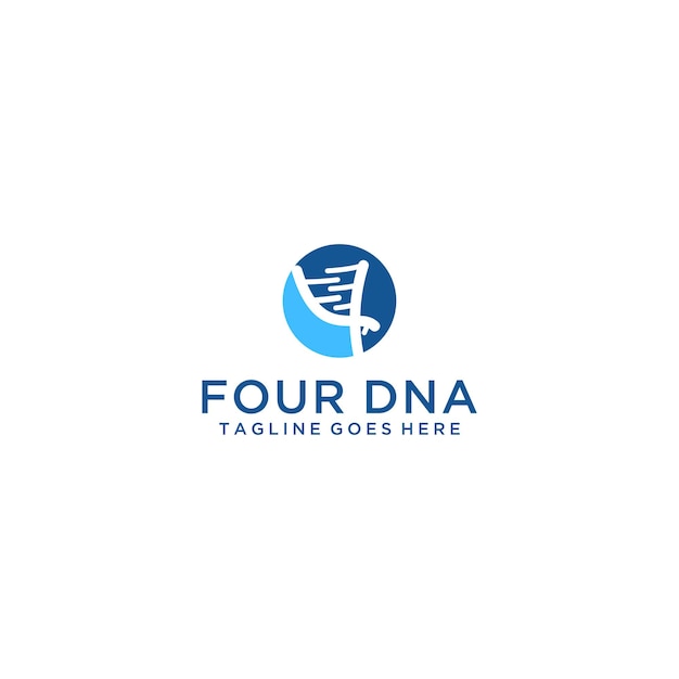 Number 4 that make up DNA with a creative touch for genetic logo design