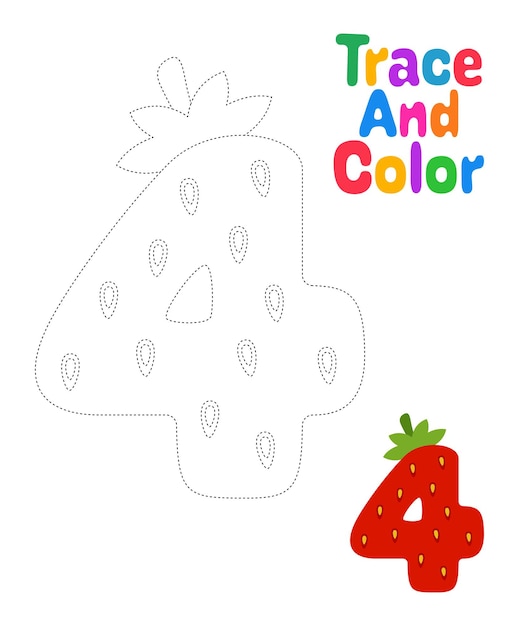 Number 4 tracing worksheet for kids